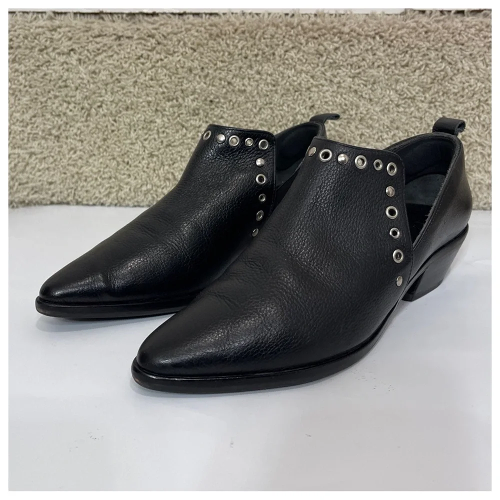 Rebecca Minkoff Annette Grommeted Pointy Toe black Ankle boot